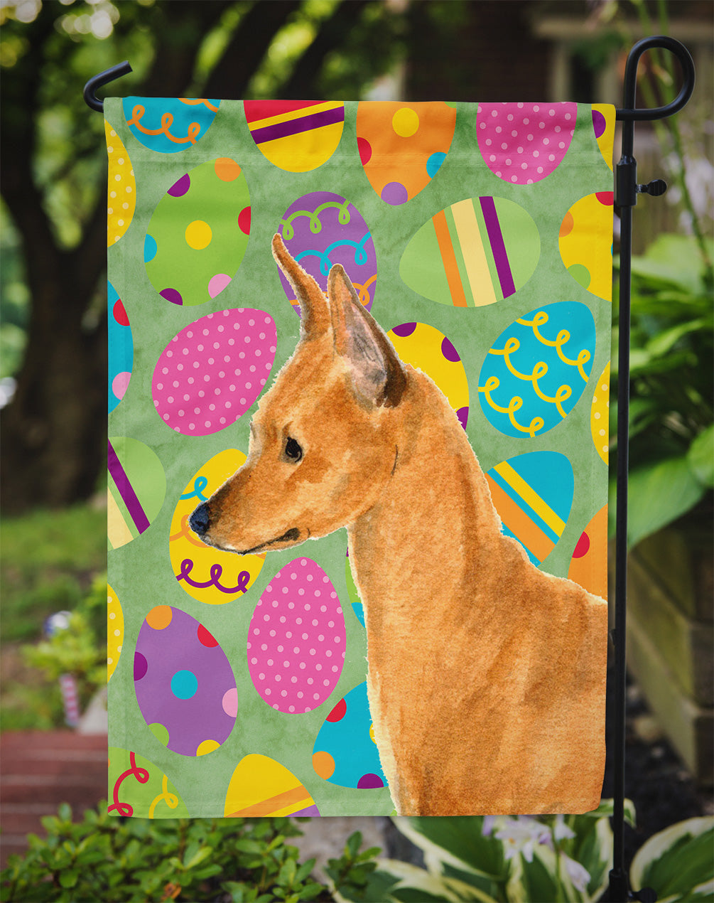Min Pin Easter Eggtravaganza Garden Flag Mailbox Decorative Yard Banner Outside Patio Artwork for Flower Beds, Garden Size, Multicolor