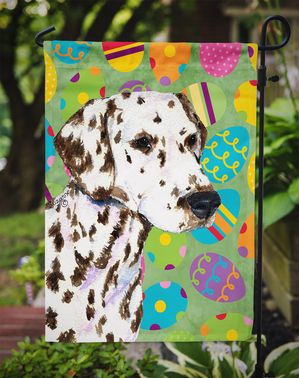 Dalmatian Easter Eggtravaganza Garden Flag Mailbox Decorative Yard Banner Outside Patio Artwork for Flower Beds, Garden Size, Multicolor
