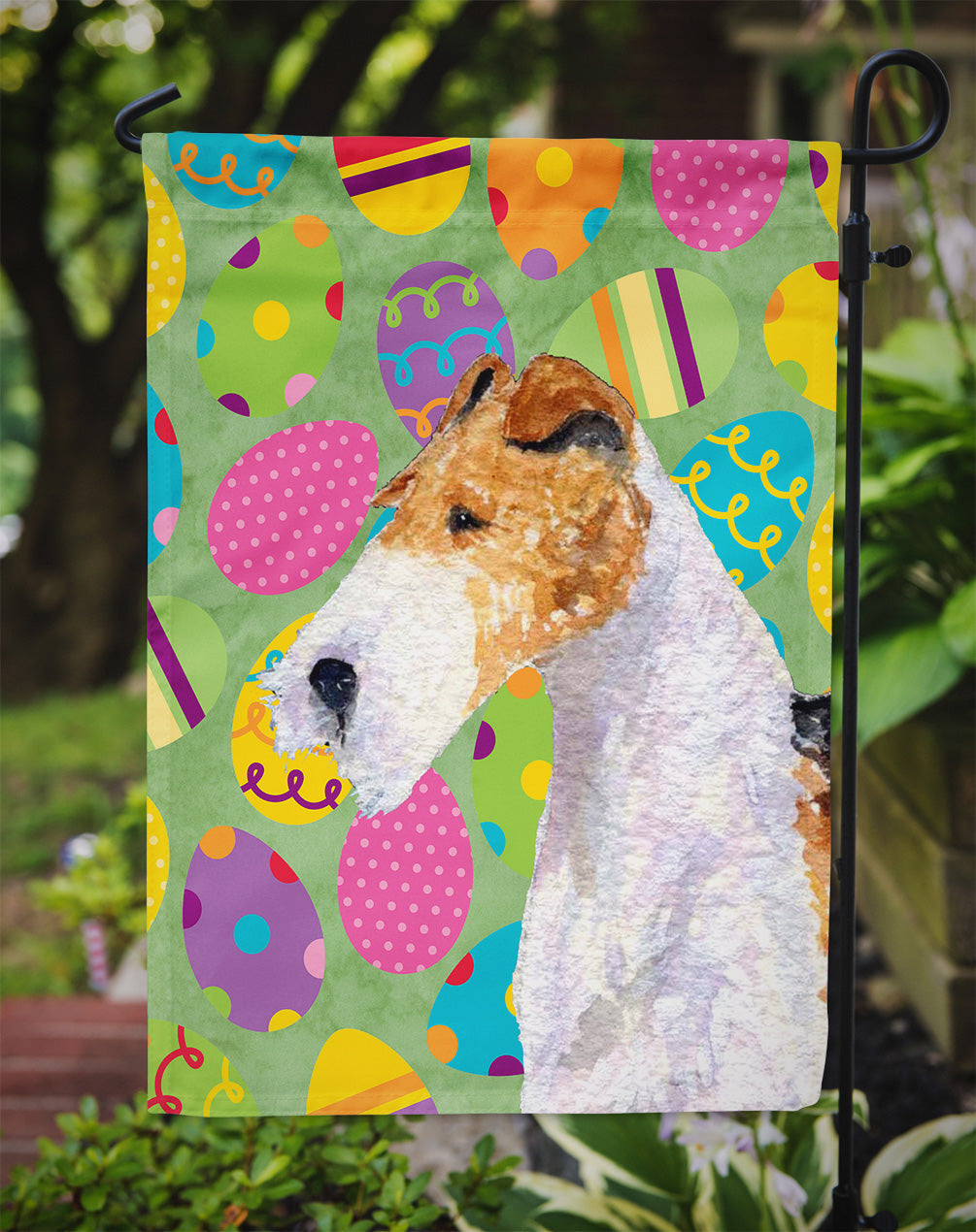 Fox Terrier Easter Eggtravaganza Garden Flag Mailbox Decorative Yard Banner Outside Patio Artwork for Flower Beds, Garden Size, Multicolor