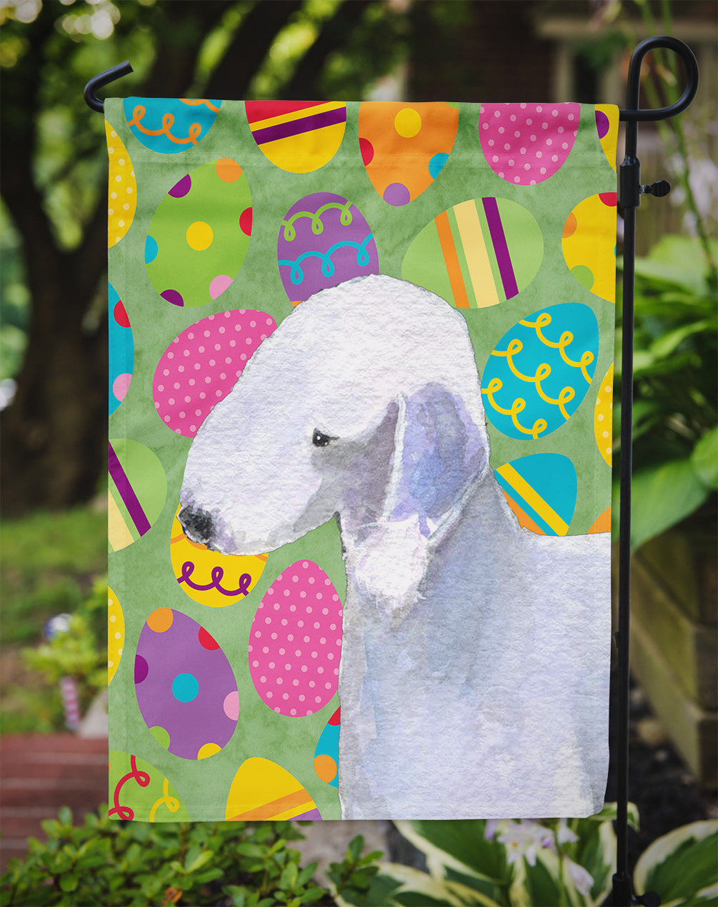 Bedlington Terrier Easter Eggtravaganza Garden Flag Mailbox Decorative Yard Banner Outside Patio Artwork for Flower Beds, Garden Size, Multicolor