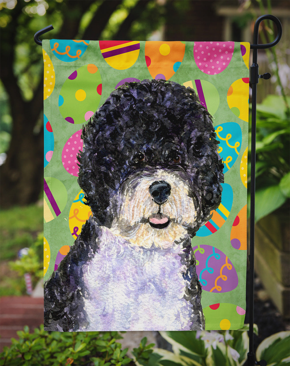 Portuguese Water Dog Easter Eggtravaganza Garden Flag Mailbox Decorative Yard Banner Outside Patio Artwork for Flower Beds, Garden Size, Multicolor