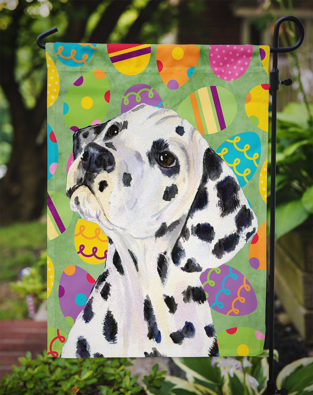 Dalmatian Easter Eggtravaganza Garden Flag Mailbox Decorative Yard Banner Outside Patio Artwork for Flower Beds, Garden Size, Multicolor