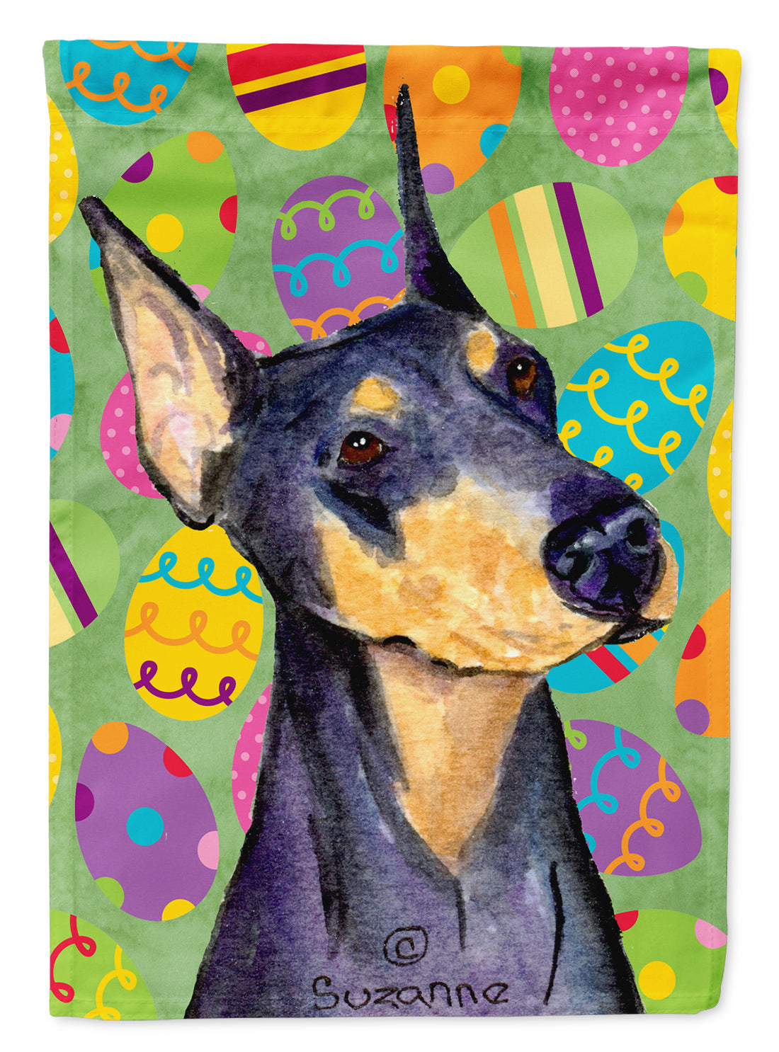 Doberman Easter Eggtravaganza Garden Flag Mailbox Decorative Yard Banner Outside Patio Artwork for Flower Beds, Garden Size, Multicolor