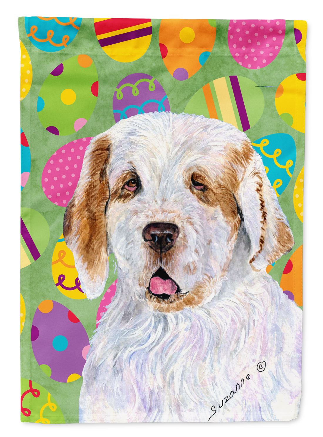 Clumber Spaniel Easter Eggtravaganza Garden Flag Mailbox Decorative Yard Banner Outside Patio Artwork for Flower Beds, Garden Size, Multicolor