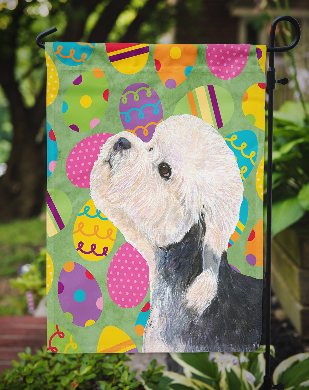 Dandie Dinmont Terrier Easter Eggtravaganza Garden Flag Mailbox Decorative Yard Banner Outside Patio Artwork for Flower Beds, Garden Size, Multicolor
