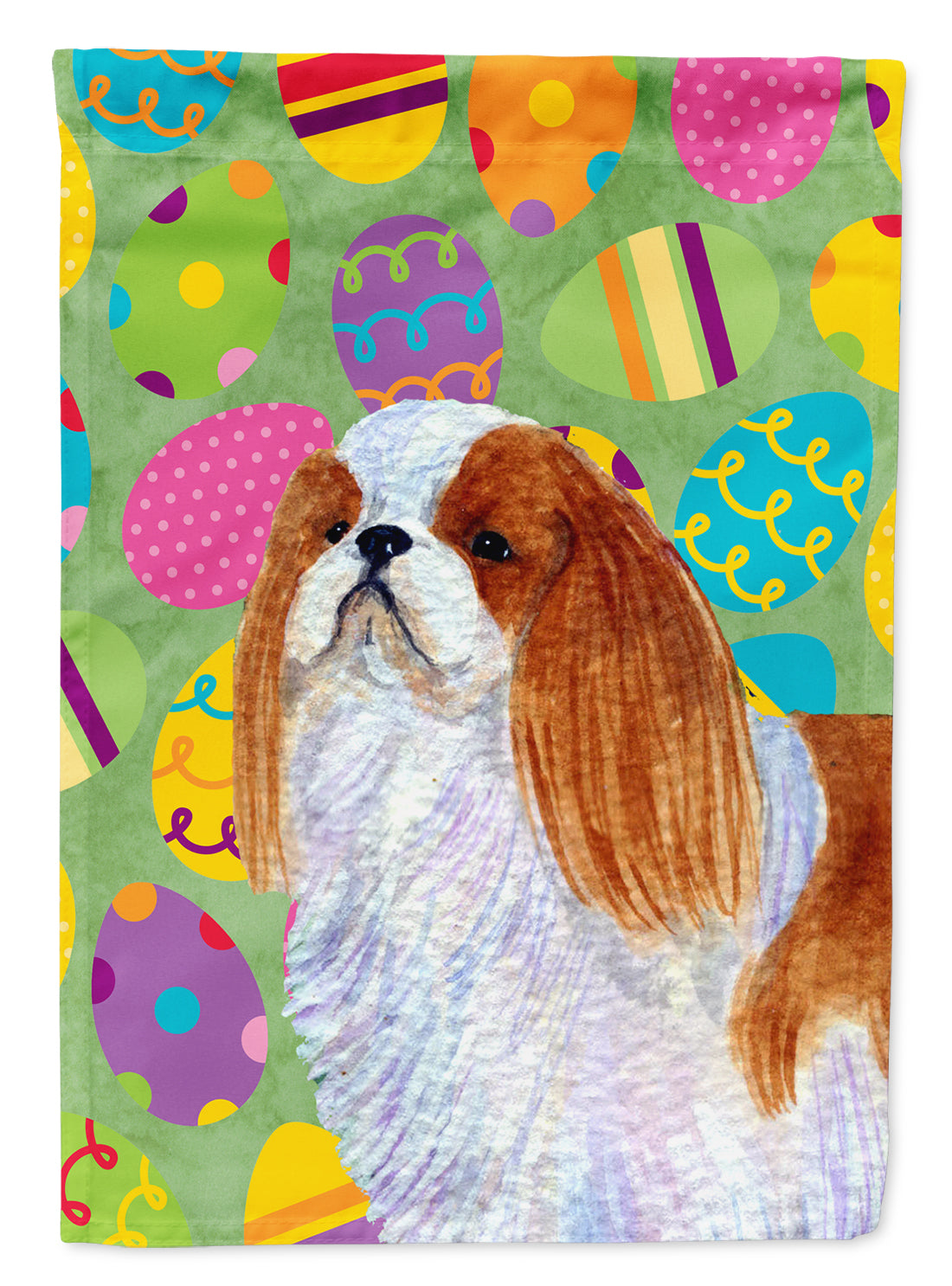 English Toy Spaniel Easter Eggtravaganza Garden Flag Mailbox Decorative Yard Banner Outside Patio Artwork for Flower Beds, Garden Size, Multicolor
