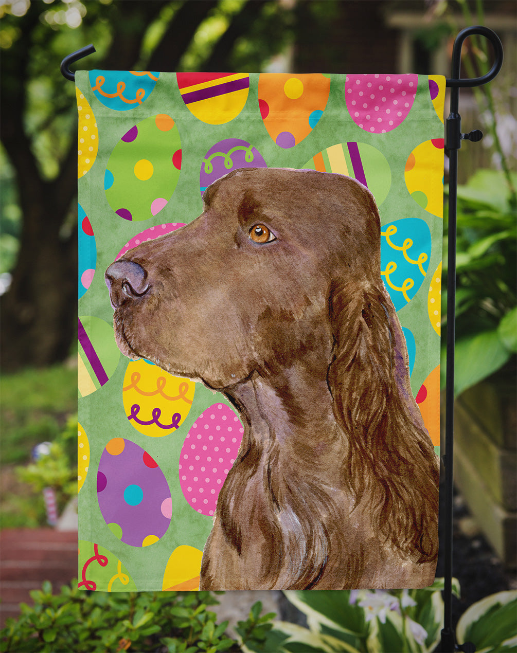 Field Spaniel Easter Eggtravaganza Garden Flag Mailbox Decorative Yard Banner Outside Patio Artwork for Flower Beds, Garden Size, Multicolor