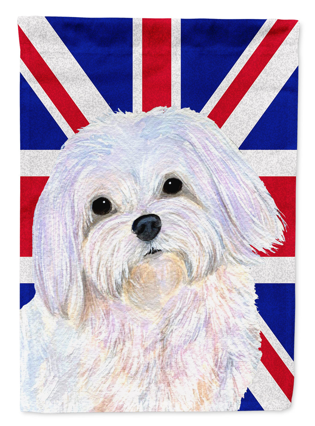 Maltese with English Union Jack British Flag Garden Flag Mailbox Decorative Yard Banner Outside Patio Artwork for Flower Beds, Garden Size, Multicolor