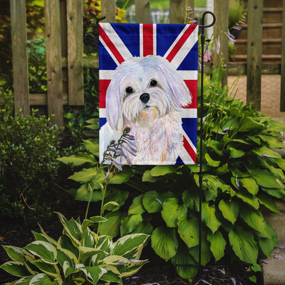 Maltese with English Union Jack British Flag Garden Flag Mailbox Decorative Yard Banner Outside Patio Artwork for Flower Beds, Garden Size, Multicolor