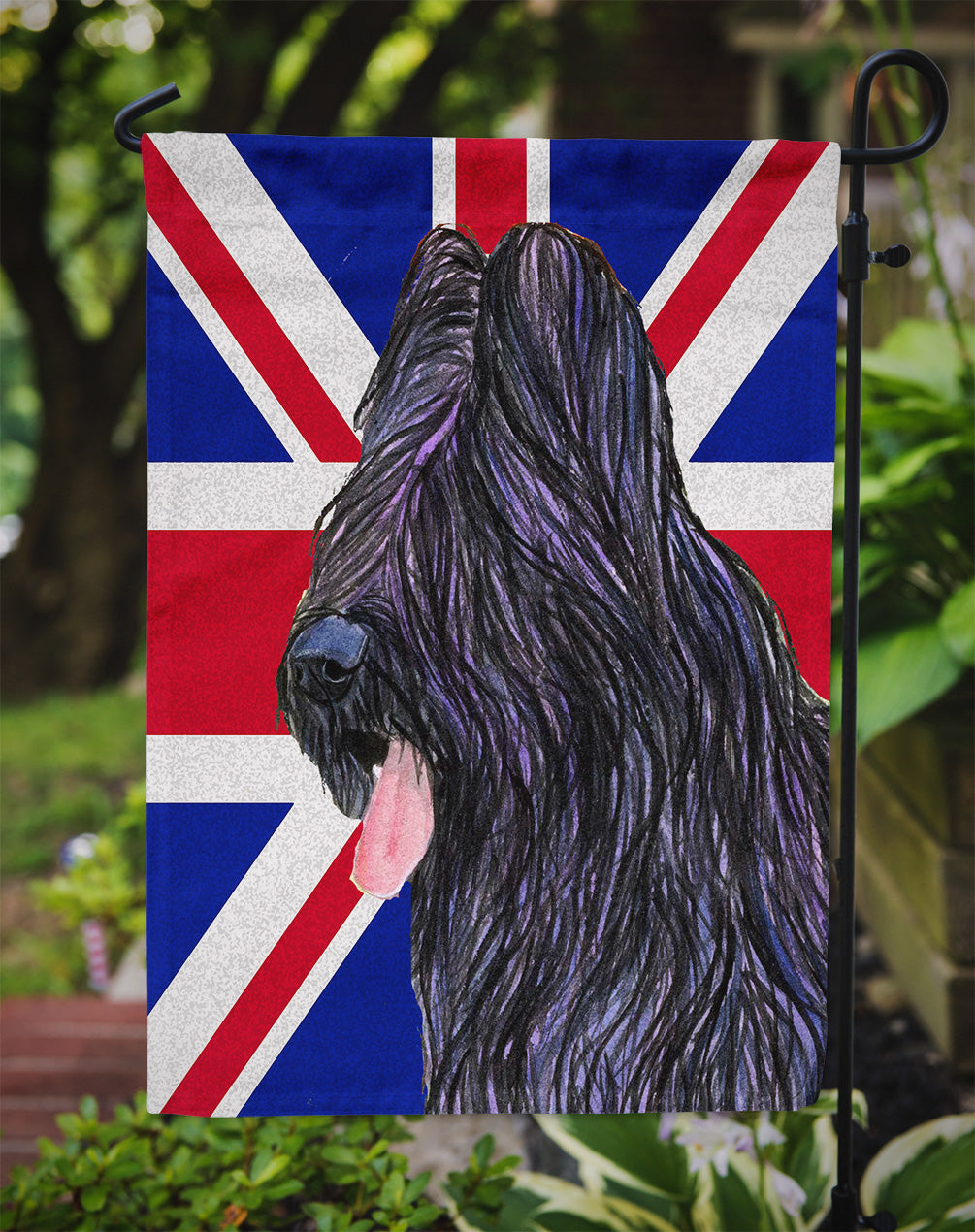 Briard with English Union Jack British Flag Garden Flag Mailbox Decorative Yard Banner Outside Patio Artwork for Flower Beds, Garden Size, Multicolor