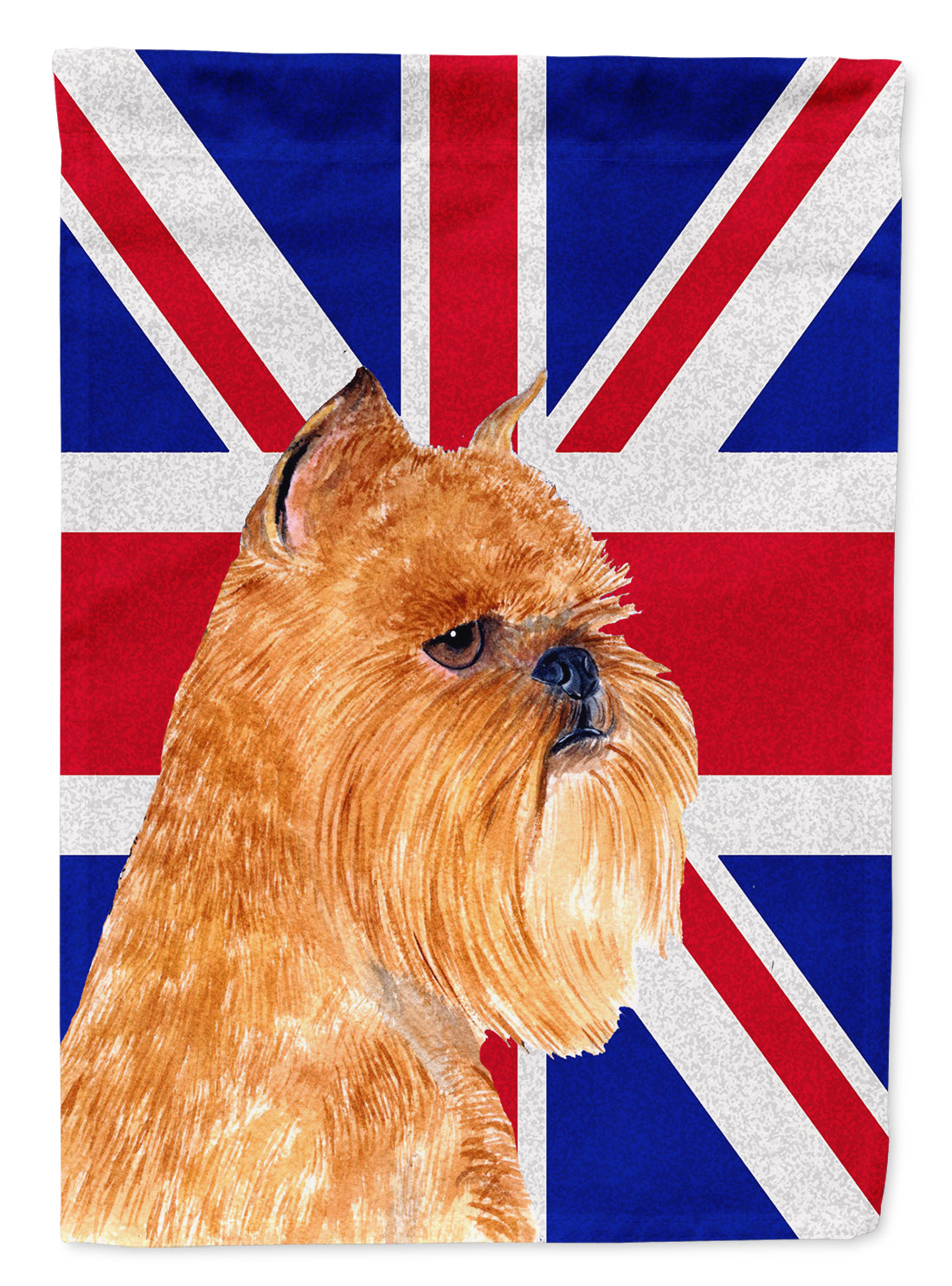 Brussels Griffon with English Union Jack British Flag Garden Flag Mailbox Decorative Yard Banner Outside Patio Artwork for Flower Beds, Garden Size, Multicolor