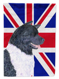 Akita with English Union Jack British Flag Garden Flag Mailbox Decorative Yard Banner Outside Patio Artwork for Flower Beds, Garden Size, Multicolor