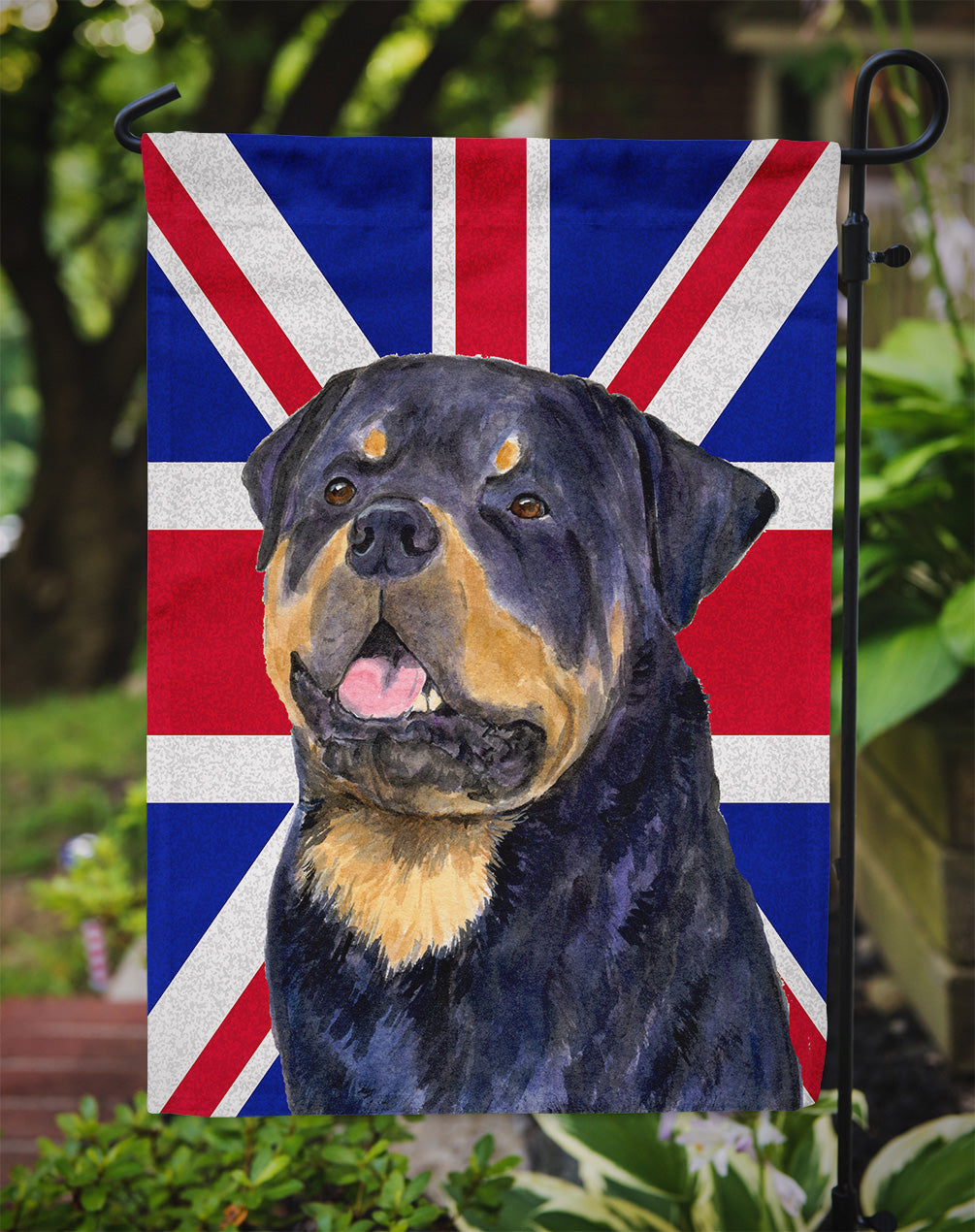 Rottweiler with English Union Jack British Flag Garden Flag Mailbox Decorative Yard Banner Outside Patio Artwork for Flower Beds, Garden Size, Multicolor