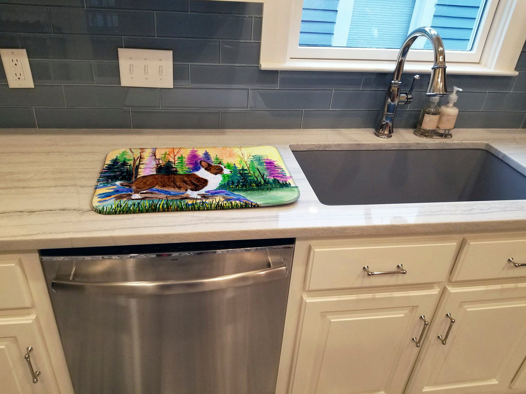 Corgi Dish Drying Mat Absorbent Dish Drying Mat Pad for Kitchen Counter Dish Drainer Mat for Countertop, 14 x 21", Multicolor