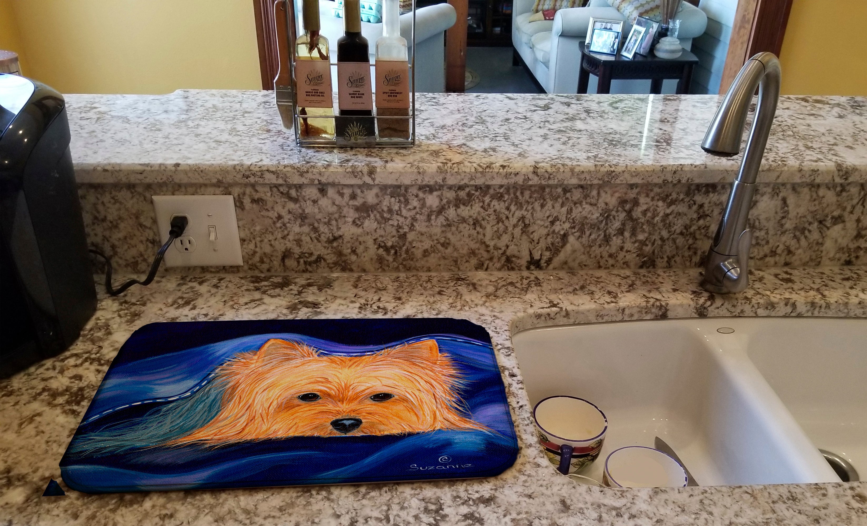 Yorkie Dish Drying Mat Absorbent Dish Drying Mat Pad for Kitchen Counter Dish Drainer Mat for Countertop, 14 x 21", Multicolor