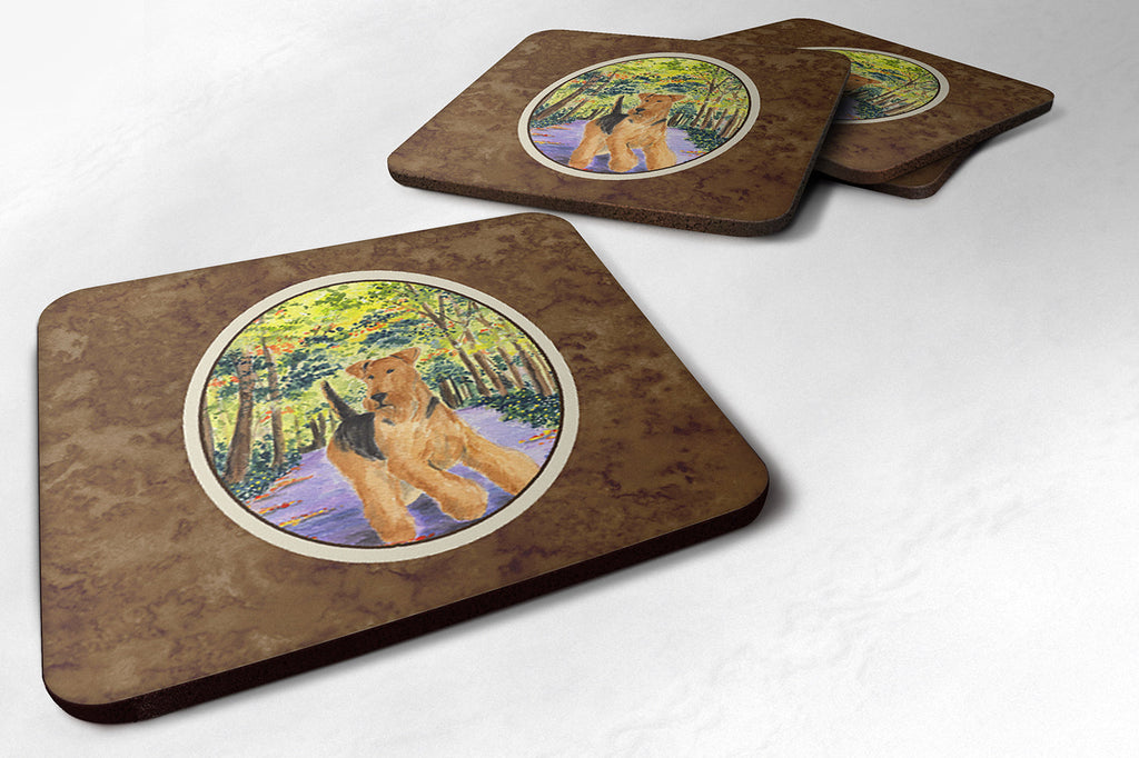 Airedale Foam Coasters Set of 4 Cup Coasters for Indoor Outdoor, Tabletop Protection, Anti Slip, Mouse pad Material