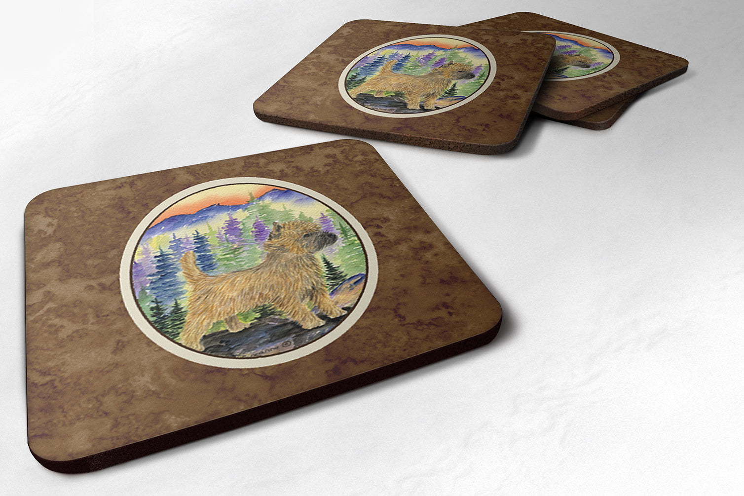 Cairn Terrier Foam Coasters Set of 4 Cup Coasters for Indoor Outdoor, Tabletop Protection, Anti Slip, Mouse pad Material