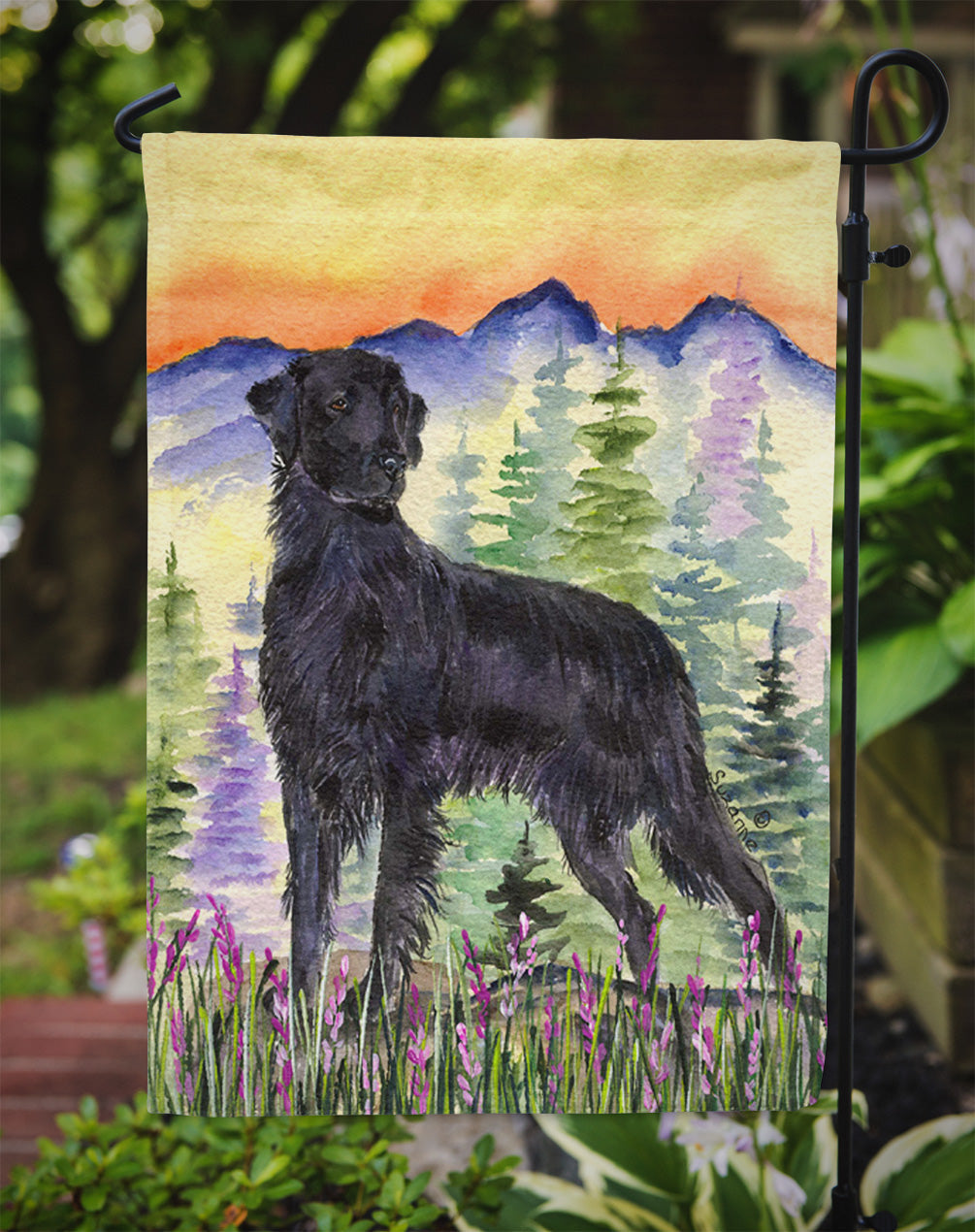 Flat Coated Retriever Garden Flag Mailbox Decorative Yard Banner Outside Patio Artwork for Flower Beds, Garden Size, Multicolor