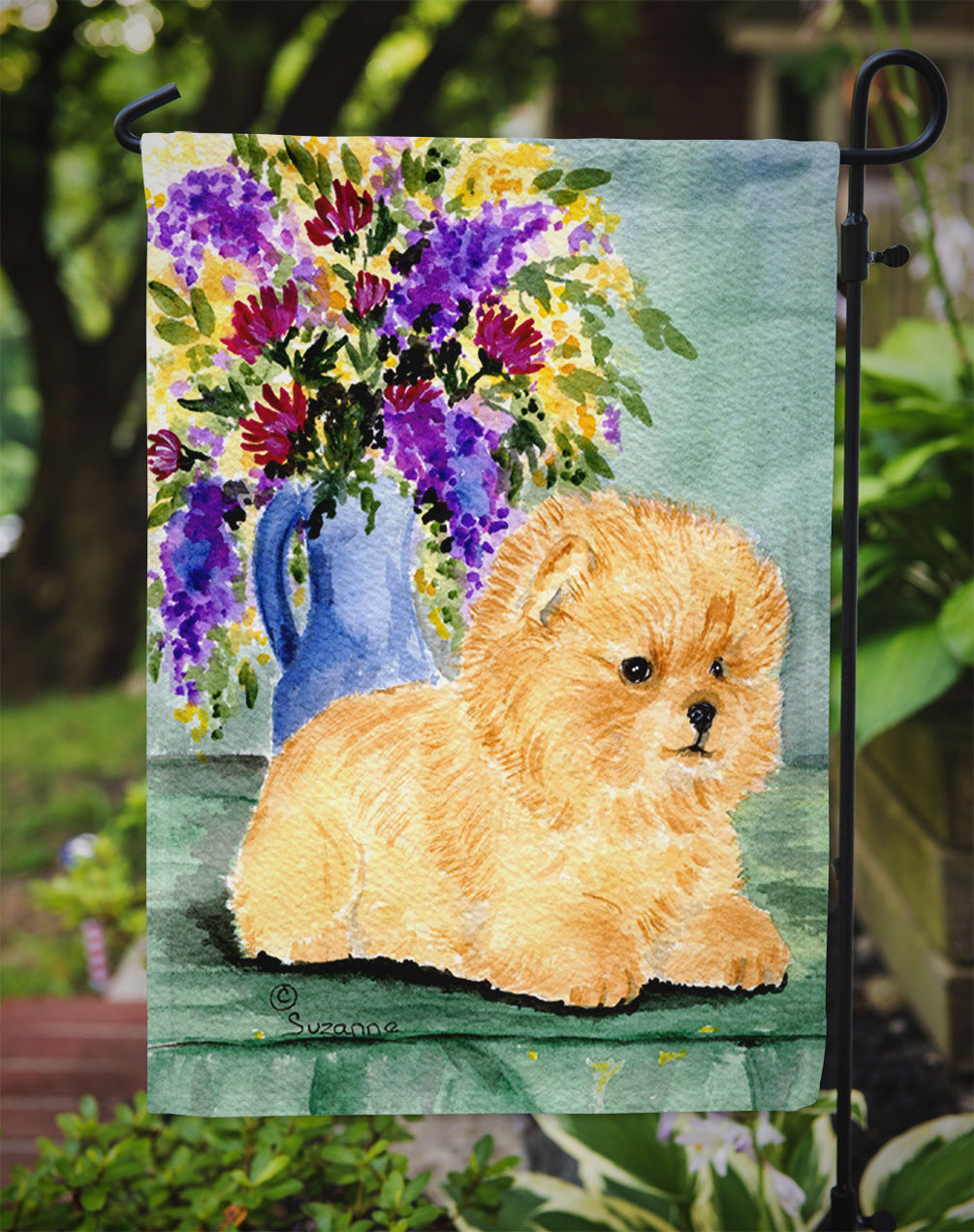 Pomeranian Garden Flag Mailbox Decorative Yard Banner Outside Patio Artwork for Flower Beds, Garden Size, Multicolor