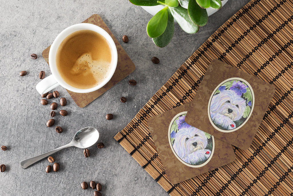 Coton de Tulear Foam Coasters Set of 4 Cup Coasters for Indoor Outdoor, Tabletop Protection, Anti Slip, Mouse pad Material