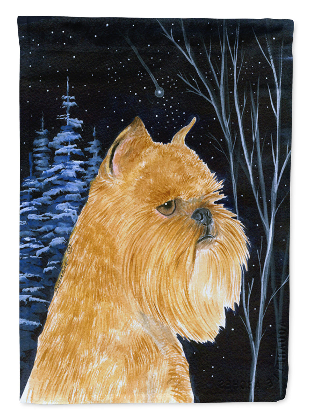 Starry Night Brussels Griffon Garden Flag Mailbox Decorative Yard Banner Outside Patio Artwork for Flower Beds, Garden Size, Multicolor