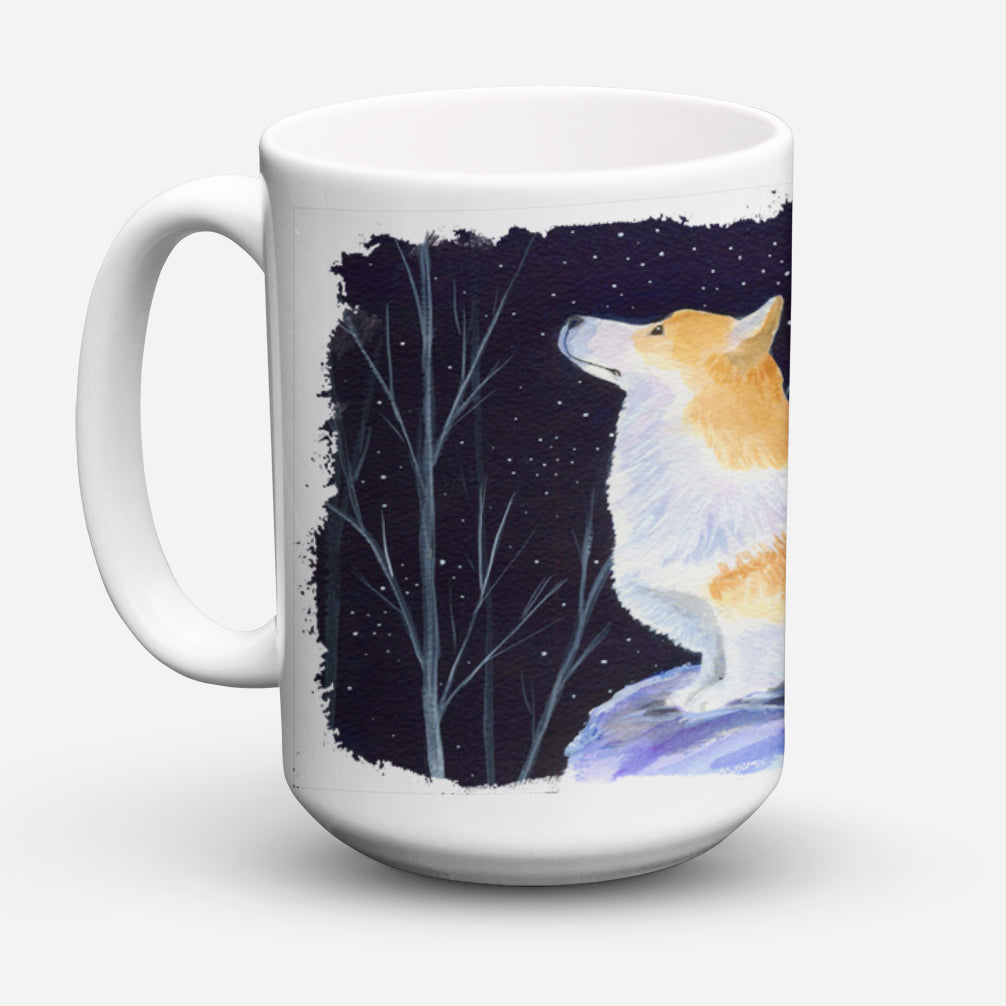 Starry Night Corgi Ceramic Coffee Mug 15 oz Decorative Large C Handle Mug Cup for Tea, Cocoa Hot Chocolate
