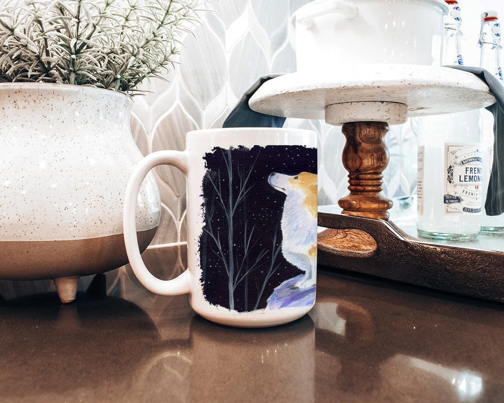 Starry Night Corgi Ceramic Coffee Mug 15 oz Decorative Large C Handle Mug Cup for Tea, Cocoa Hot Chocolate