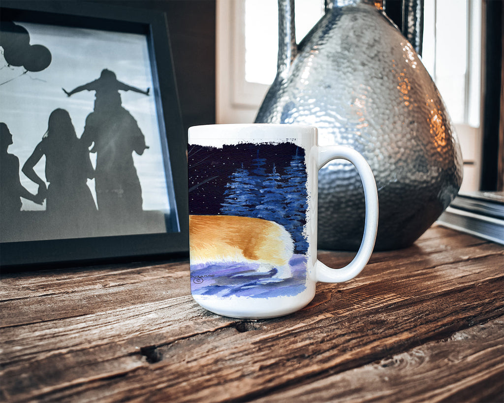 Starry Night Corgi Ceramic Coffee Mug 15 oz Decorative Large C Handle Mug Cup for Tea, Cocoa Hot Chocolate