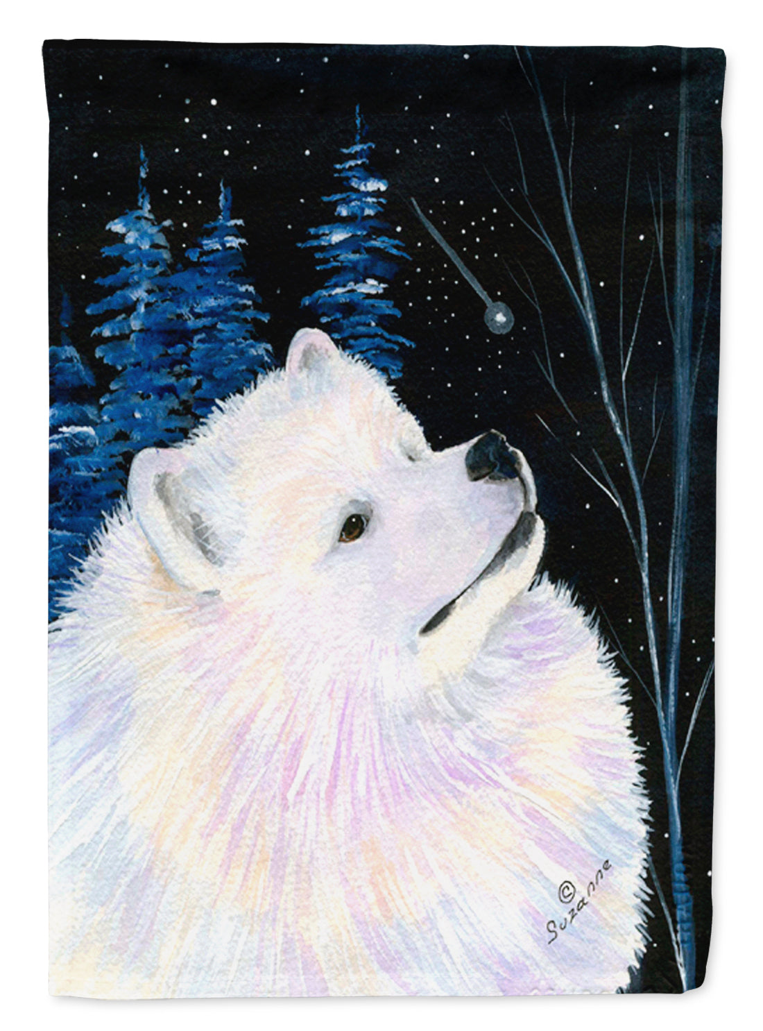 Starry Night Samoyed Garden Flag Mailbox Decorative Yard Banner Outside Patio Artwork for Flower Beds, Garden Size, Multicolor