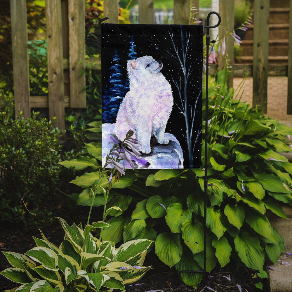 Starry Night American Eskimo Garden Flag Mailbox Decorative Yard Banner Outside Patio Artwork for Flower Beds, Garden Size, Multicolor