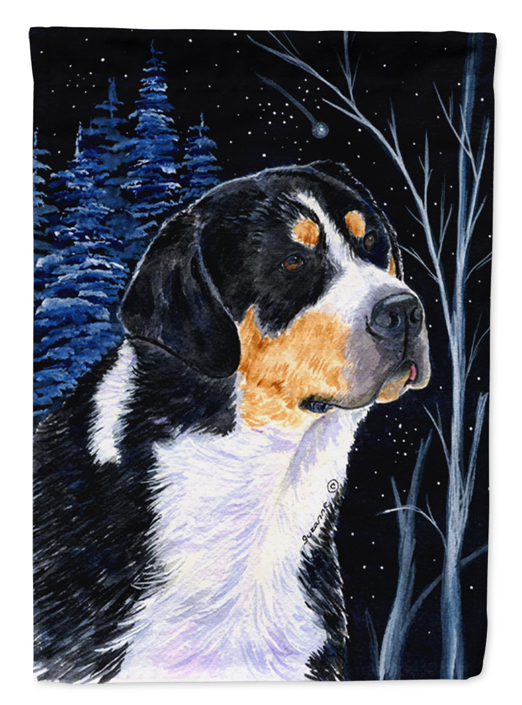 Starry Night Bernese Mountain Dog Garden Flag Mailbox Decorative Yard Banner Outside Patio Artwork for Flower Beds, Garden Size, Multicolor