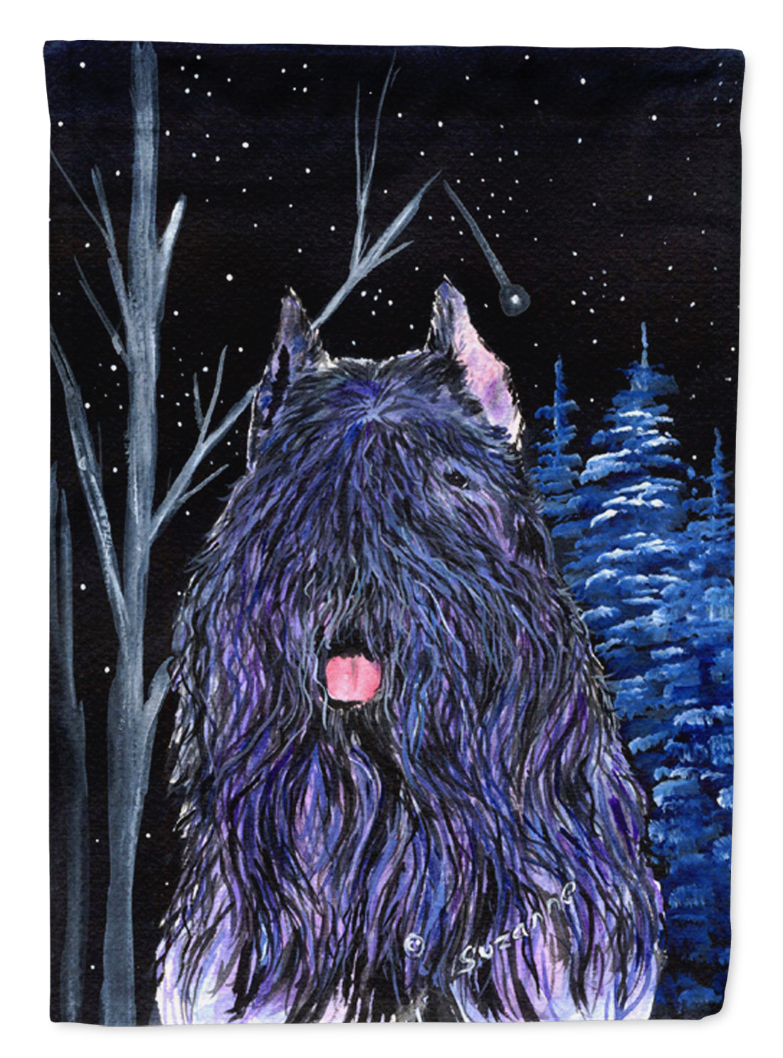 Starry Night Bouvier des Flandres Garden Flag Mailbox Decorative Yard Banner Outside Patio Artwork for Flower Beds, Garden Size, Multicolor