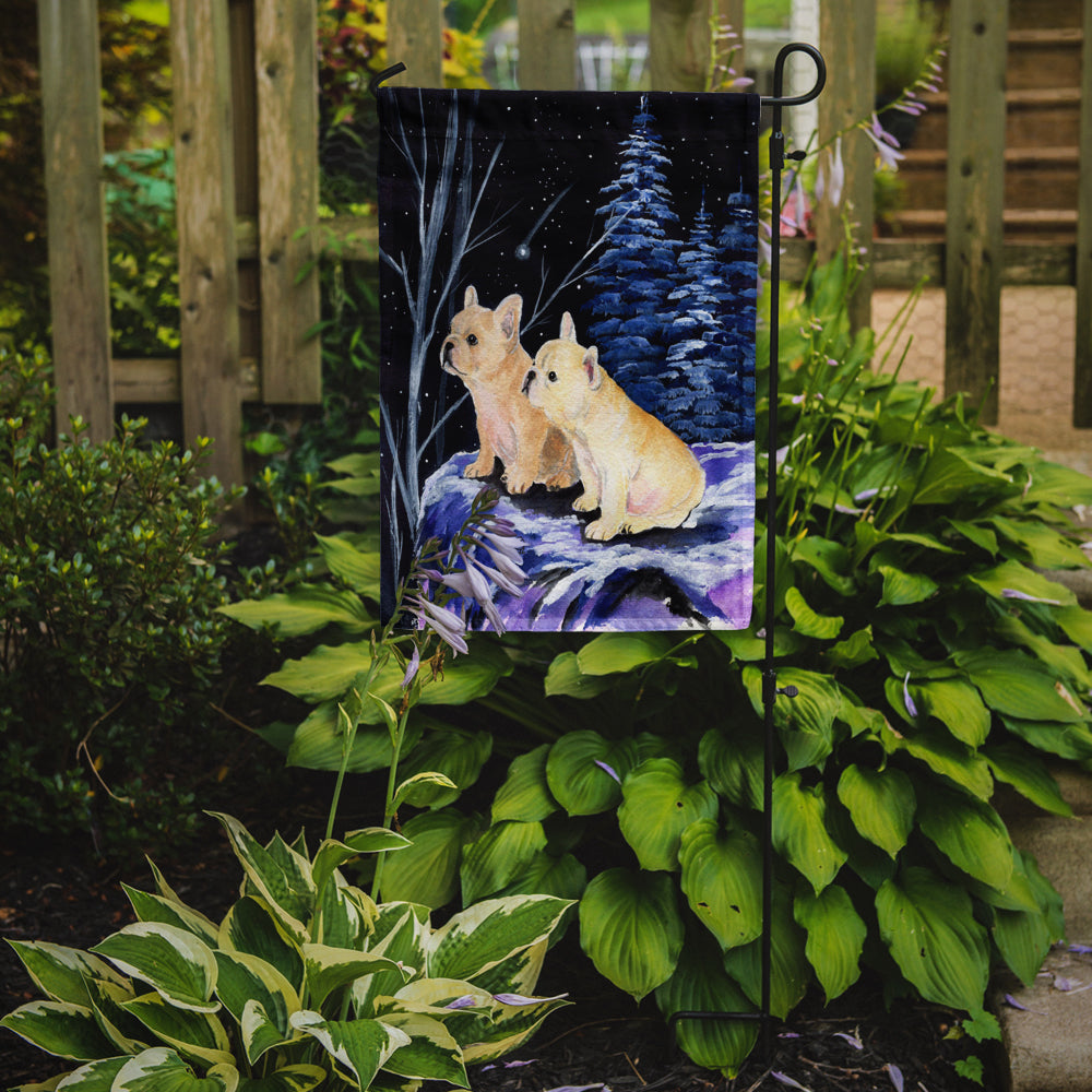Starry Night French Bulldog Garden Flag Mailbox Decorative Yard Banner Outside Patio Artwork for Flower Beds, Garden Size, Multicolor
