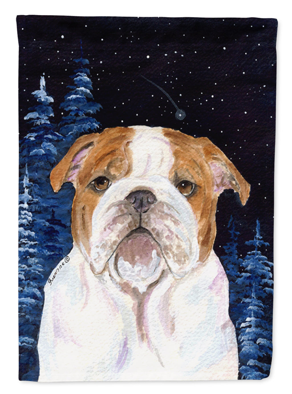 Starry Night English Bulldog Garden Flag Mailbox Decorative Yard Banner Outside Patio Artwork for Flower Beds, Garden Size, Multicolor