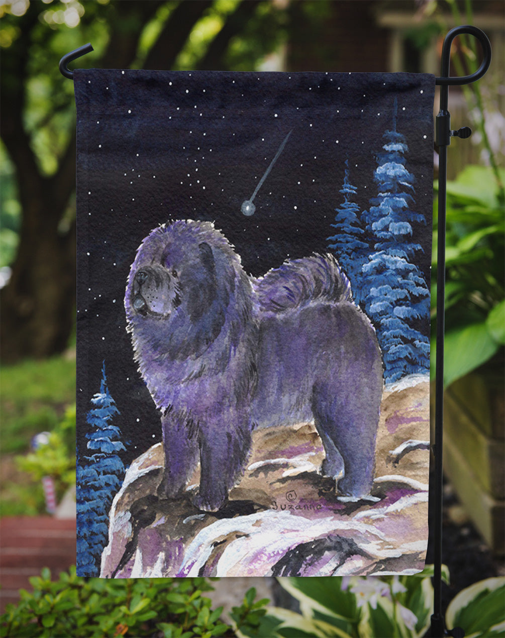 Starry Night Chow Chow Garden Flag Mailbox Decorative Yard Banner Outside Patio Artwork for Flower Beds, Garden Size, Multicolor