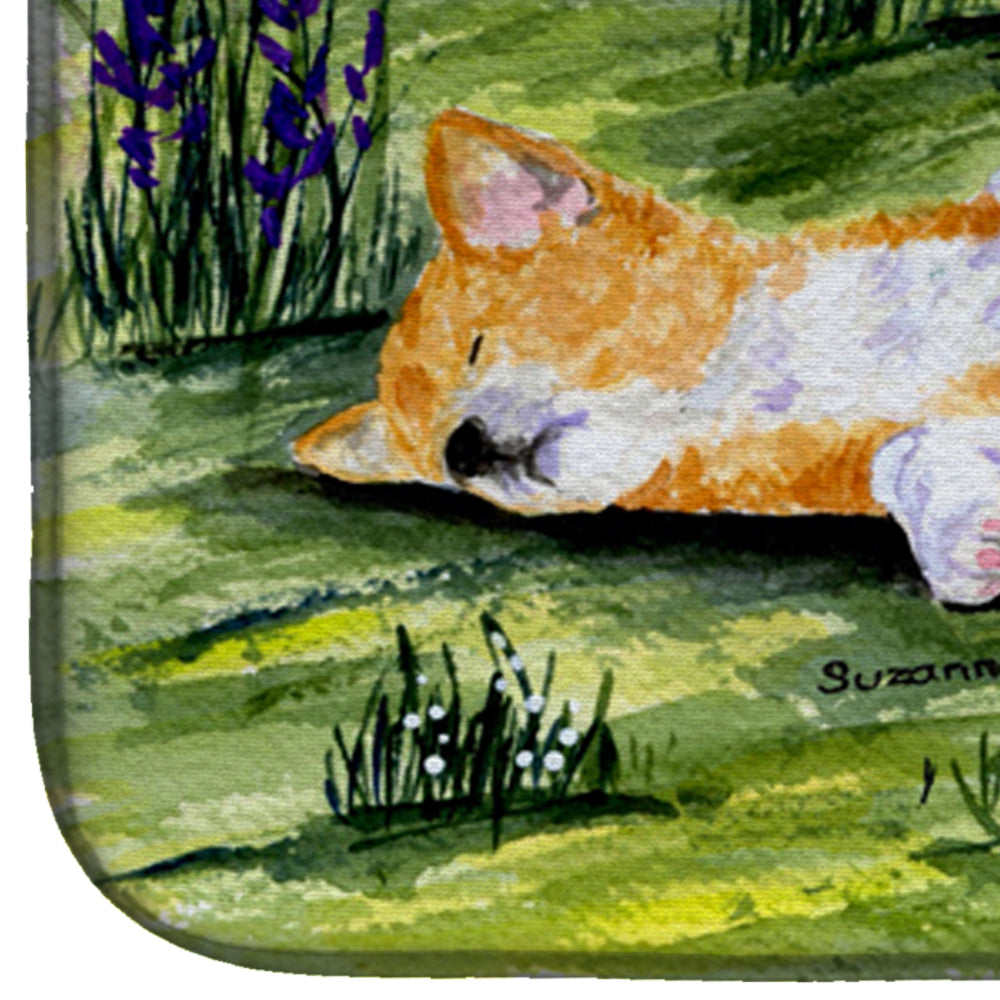 Corgi Dish Drying Mat Absorbent Dish Drying Mat Pad for Kitchen Counter Dish Drainer Mat for Countertop, 14 x 21", Multicolor