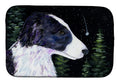 Starry Night Border Collie Dish Drying Mat Absorbent Dish Drying Mat Pad for Kitchen Counter Dish Drainer Mat for Countertop, 14 x 21", Multicolor