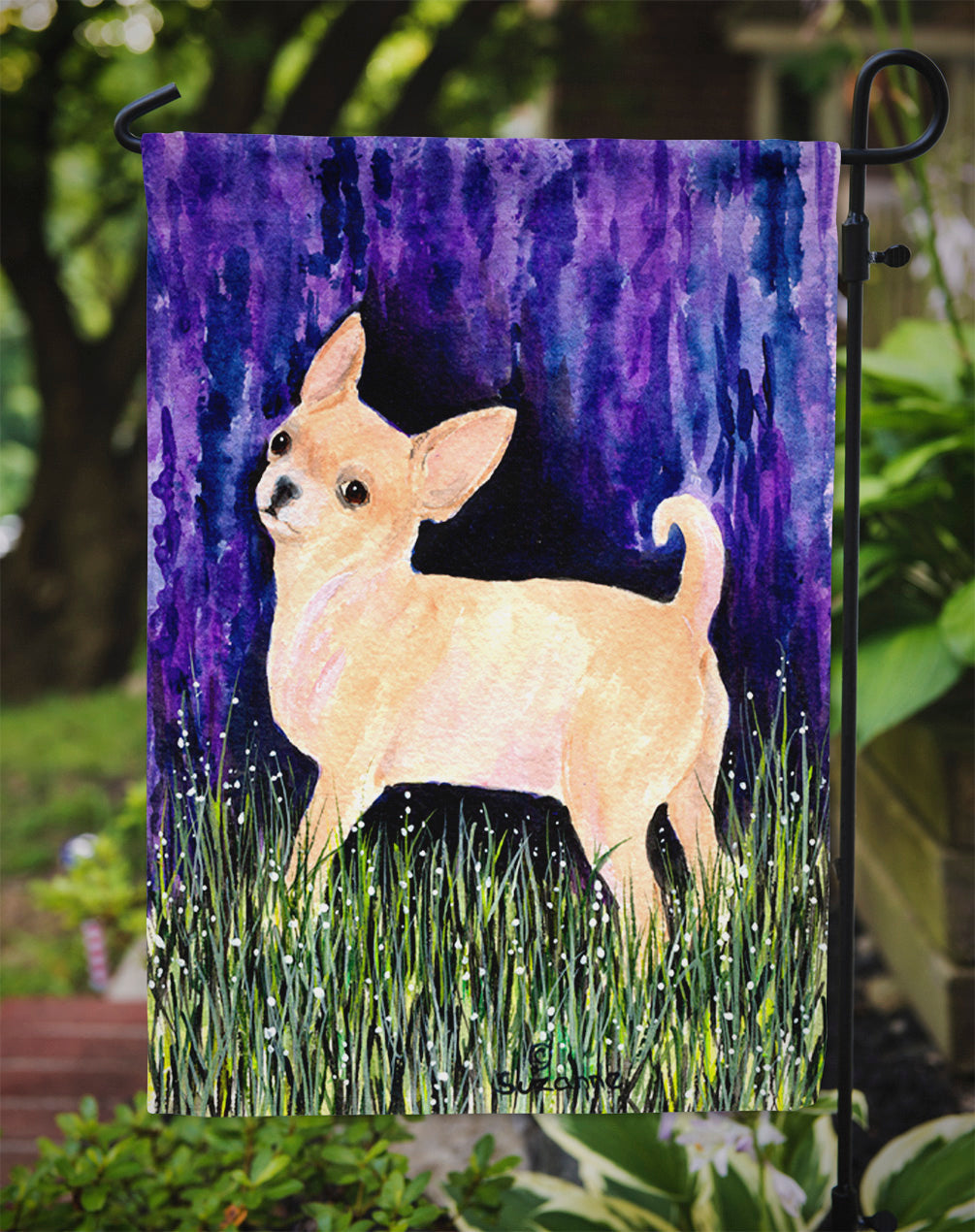 Starry Night Chihuahua Garden Flag Mailbox Decorative Yard Banner Outside Patio Artwork for Flower Beds, Garden Size, Multicolor