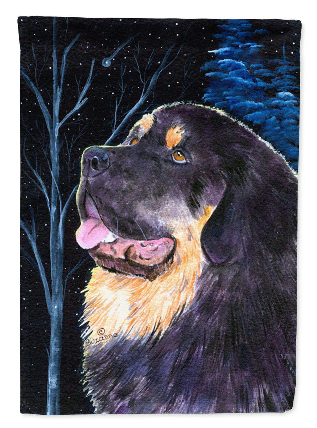Starry Night Tibetan Mastiff Garden Flag Mailbox Decorative Yard Banner Outside Patio Artwork for Flower Beds, Garden Size, Multicolor