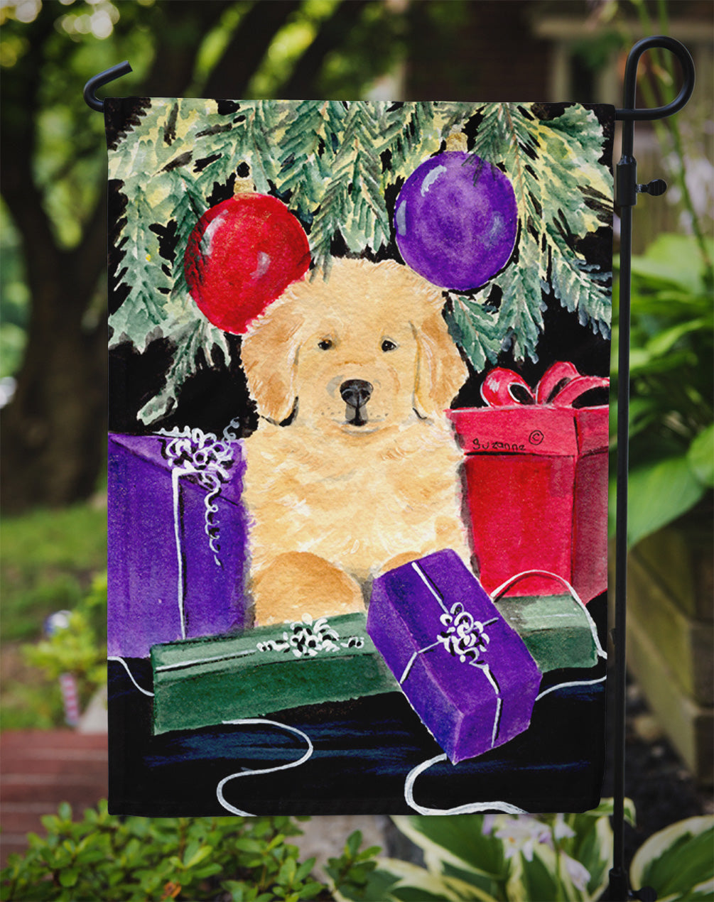 Golden Retriever Garden Flag Mailbox Decorative Yard Banner Outside Patio Artwork for Flower Beds, Garden Size, Multicolor
