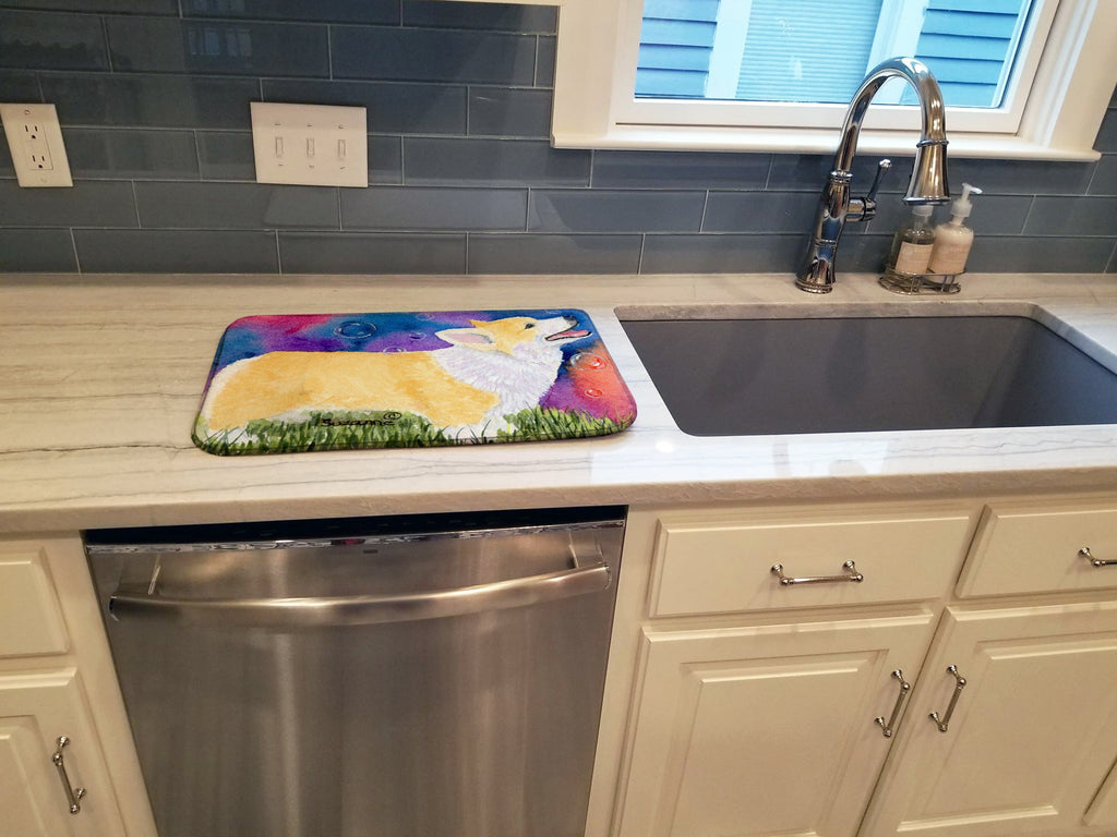 Corgi Dish Drying Mat Absorbent Dish Drying Mat Pad for Kitchen Counter Dish Drainer Mat for Countertop, 14 x 21", Multicolor
