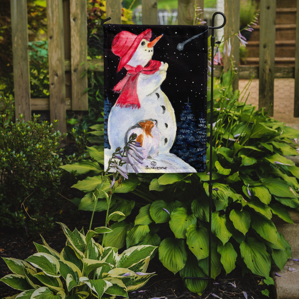 Snowman with Papillon Garden Flag Mailbox Decorative Yard Banner Outside Patio Artwork for Flower Beds, Garden Size, Multicolor