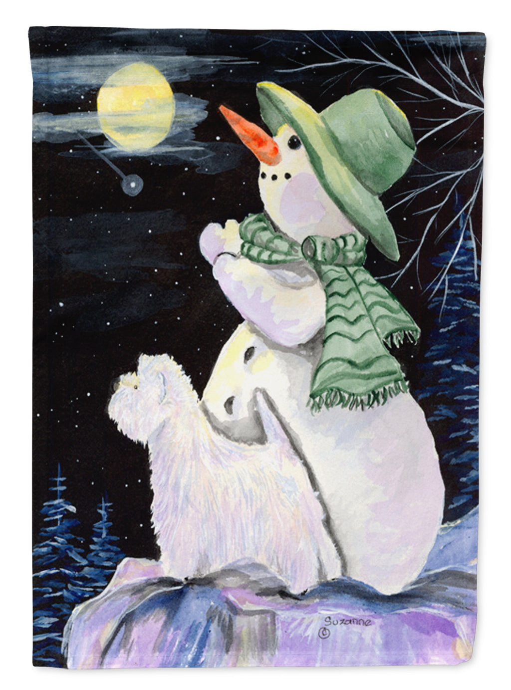 Snowman with Westie Garden Flag Mailbox Decorative Yard Banner Outside Patio Artwork for Flower Beds, Garden Size, Multicolor