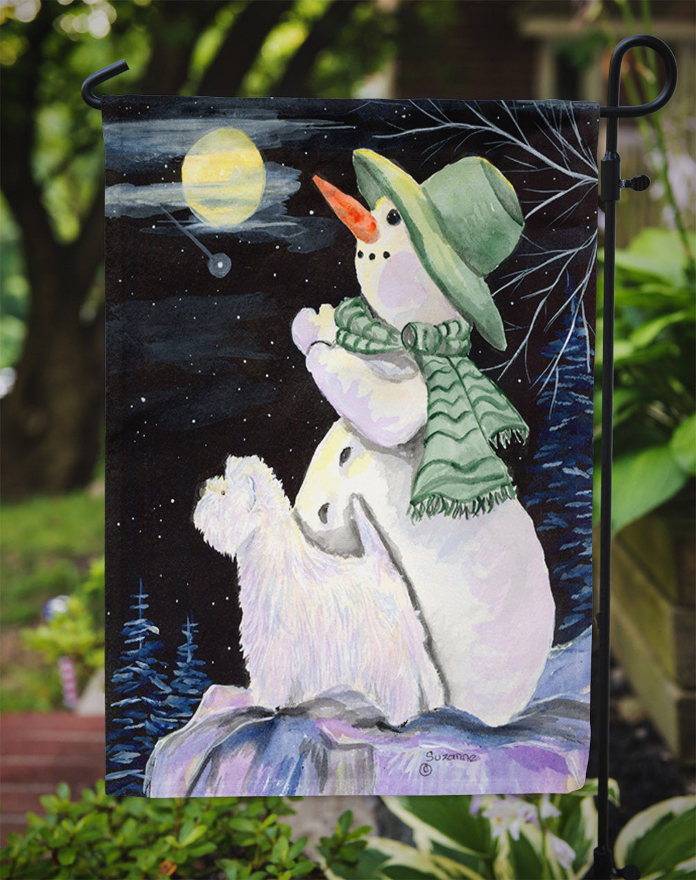 Snowman with Westie Garden Flag Mailbox Decorative Yard Banner Outside Patio Artwork for Flower Beds, Garden Size, Multicolor