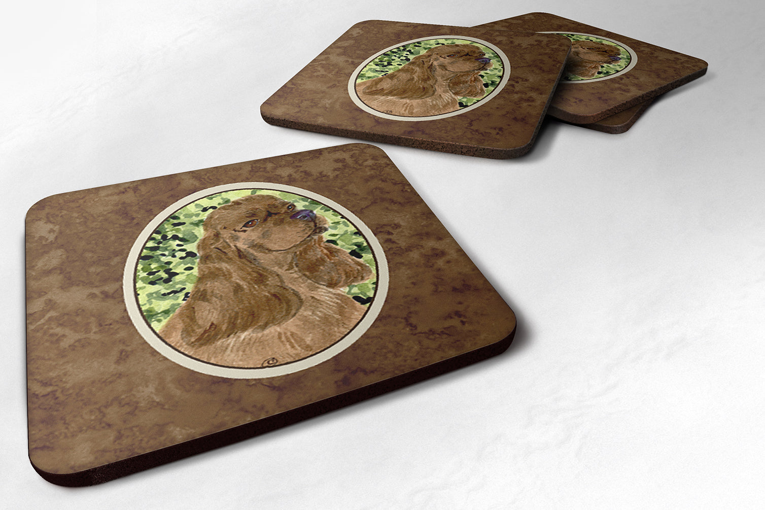 Cocker Spaniel Foam Coasters Set of 4 Cup Coasters for Indoor Outdoor, Tabletop Protection, Anti Slip, Mouse pad Material