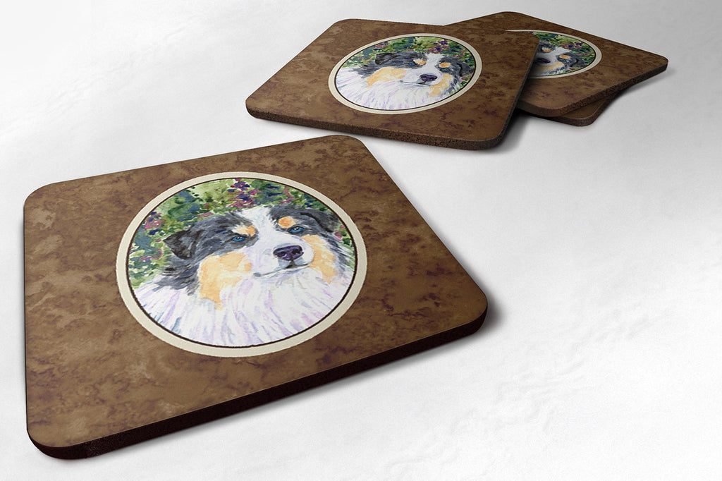 Australian Shepherd Foam Coasters Set of 4 Cup Coasters for Indoor Outdoor, Tabletop Protection, Anti Slip, Mouse pad Material