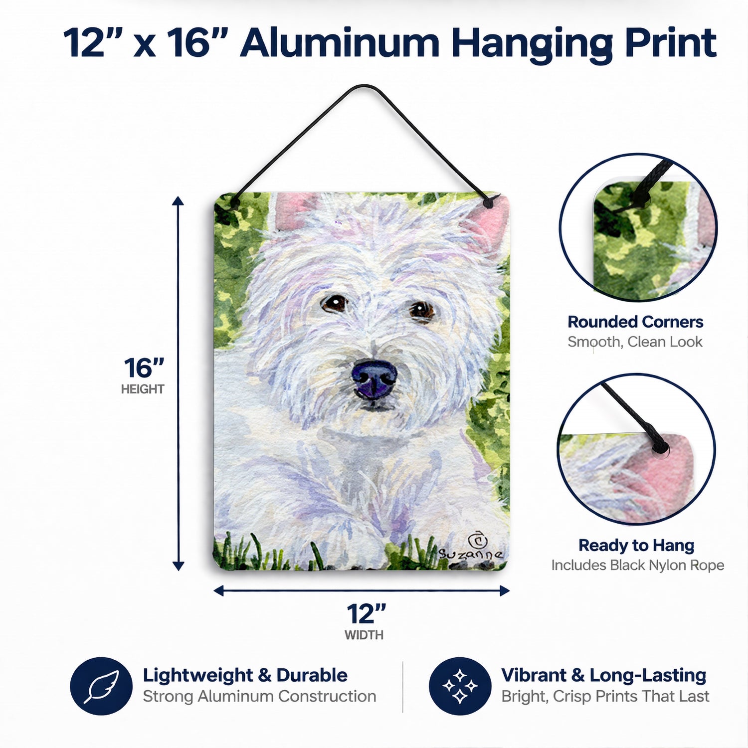 Westie Wall or Door Hanging Prints Aluminum Metal Sign Kitchen Wall Bar Bathroom Plaque Home Decor Front Door Plaque, 12x16, Multicolor