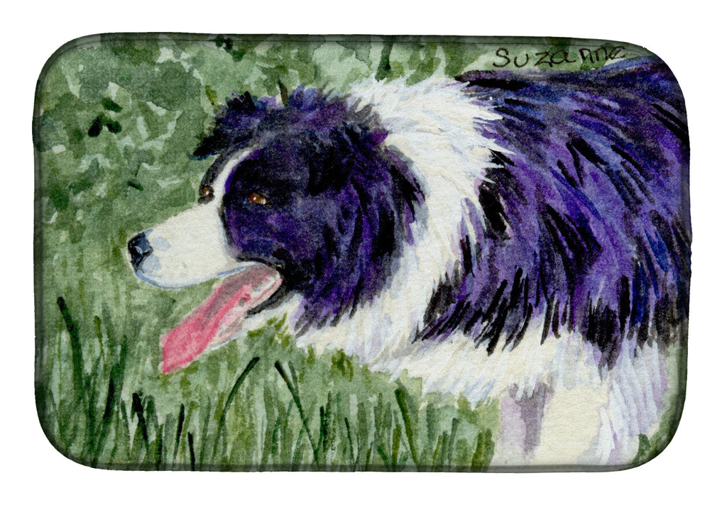 Border Collie Dish Drying Mat Absorbent Dish Drying Mat Pad for Kitchen Counter Dish Drainer Mat for Countertop, 14 x 21", Multicolor