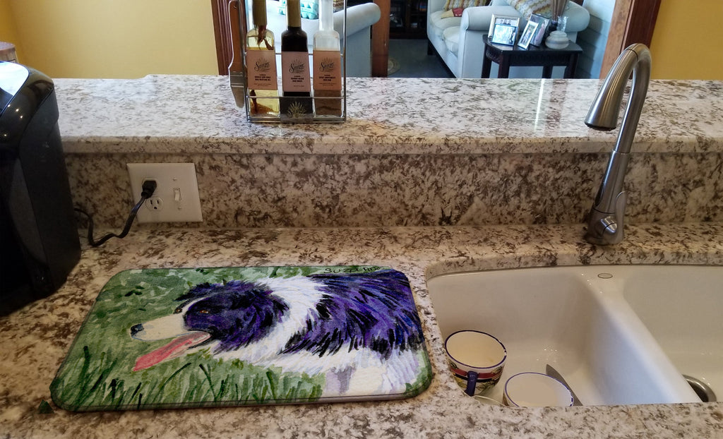 Border Collie Dish Drying Mat Absorbent Dish Drying Mat Pad for Kitchen Counter Dish Drainer Mat for Countertop, 14 x 21", Multicolor