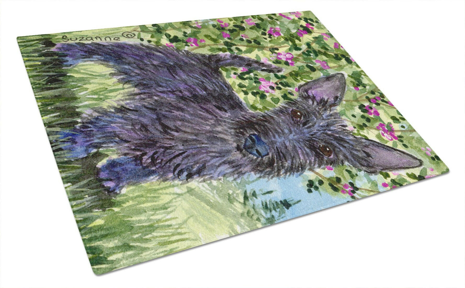 Scottish Terrier Cutting Board Tempered Glass Kitchen Cutting Surface, Heat Resistant Chopping, Non-Slip Feet, Food Prep & Serving